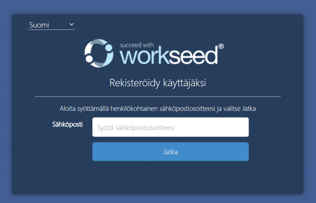 Nursed -palveluun rekisteröityminen vaihe 1