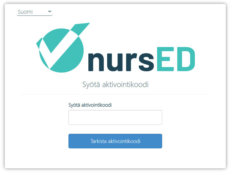 kuvankaappaus aktivointikoodin syöttämisestä.