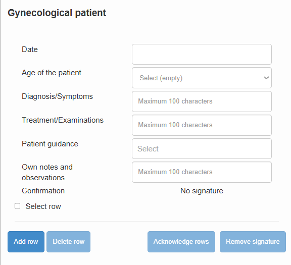 Screenshot showing examples of different data fields.

