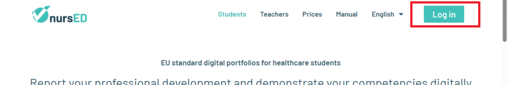 Screenshot of the login button on the homepage.

