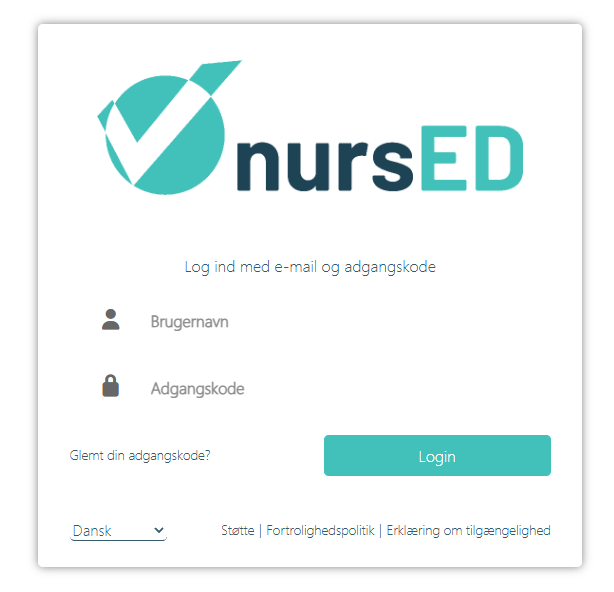 Skærmbillede af login-visningen.