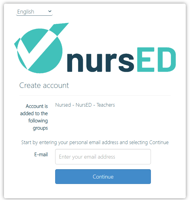 Screenshot of the teacher registration view.